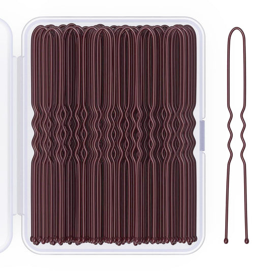 2.8 Inch U Shaped Hair Pins for Women Girls, Long Hair Pin Bobby Pin for Secure Bun Hairstyles, 100 Count (Brown)
