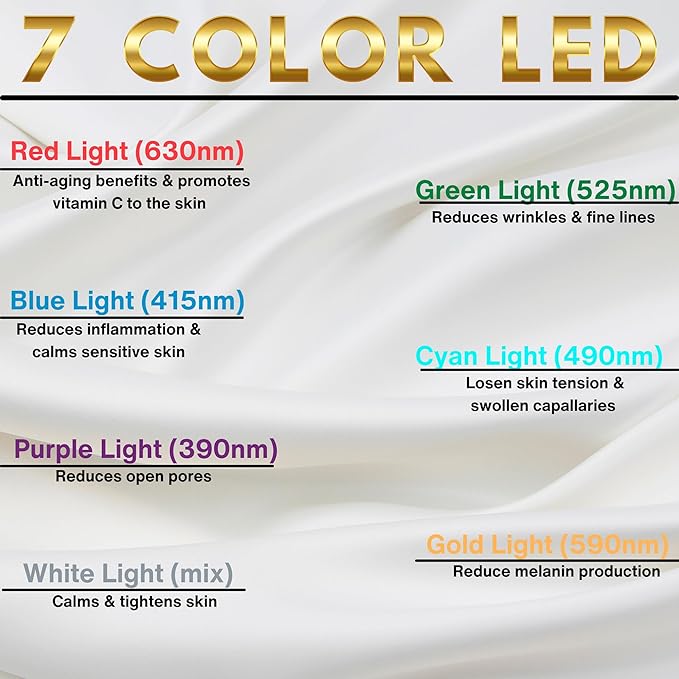 Face and Neck Massager, 7 Color Face Neck Tool, Anti-Wrinkle Facial device (Black)