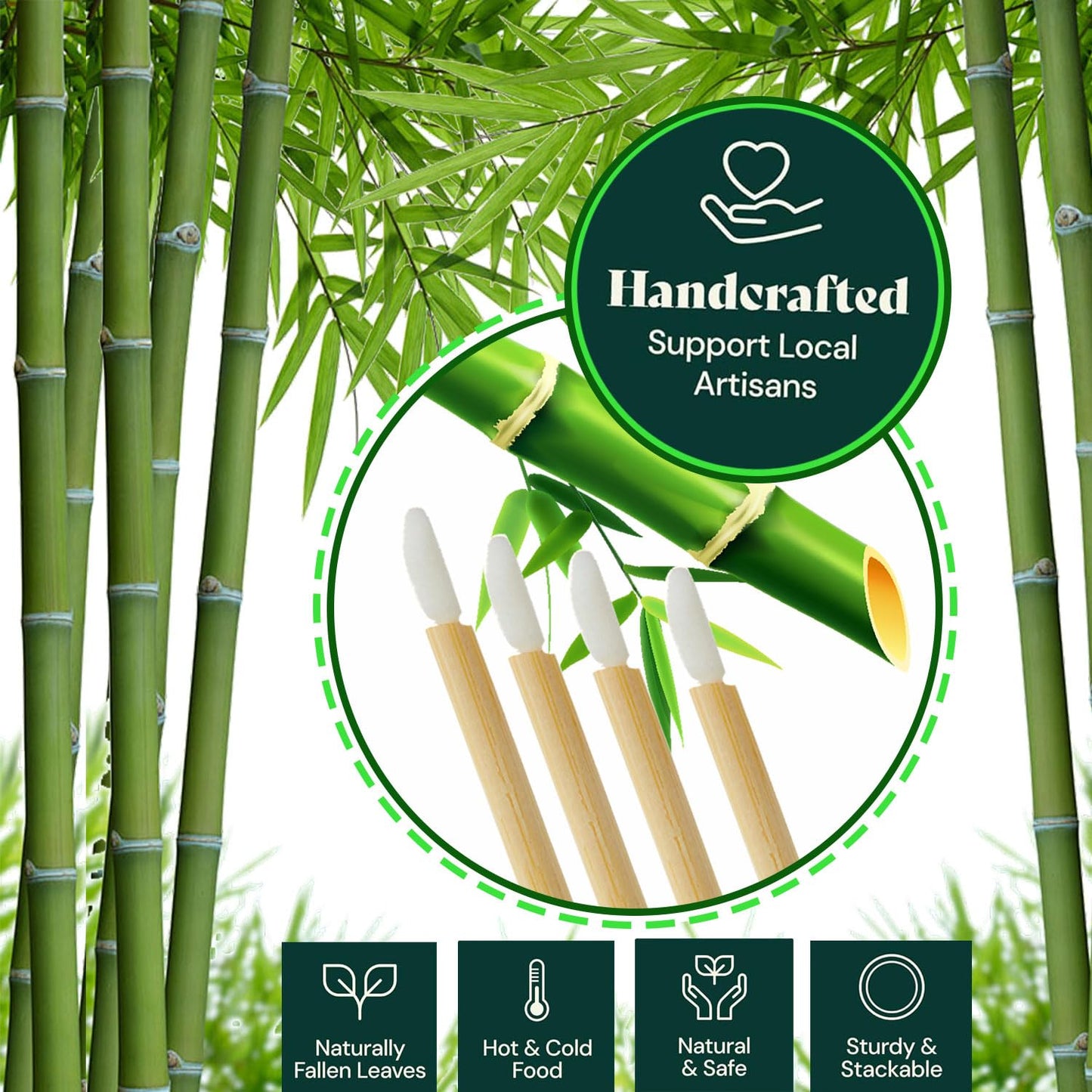 100Pcs Premium Disposable Lip Brushes Lipstick Applicator Wands Bamboo Handle Makeup Tool Kits Soft Hygienic Wands for Professional Personal Use