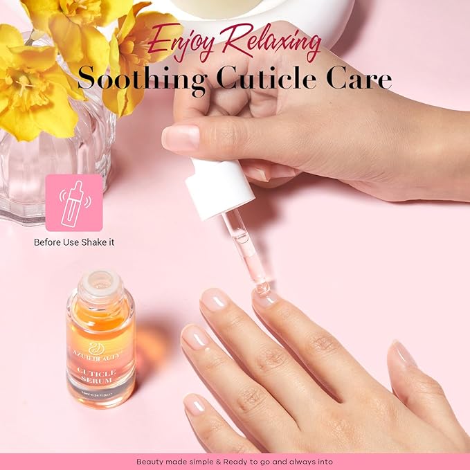 AZUREBEAUTY Cuticle Oil for Nails Ultimate Hydration Nail Care Natural Essential Oil Extract, Jojoba Oil, Vitamin E, B7, Moisturizing and Conditioning, Brightening Skin, Remedy for Damaged Cuticle