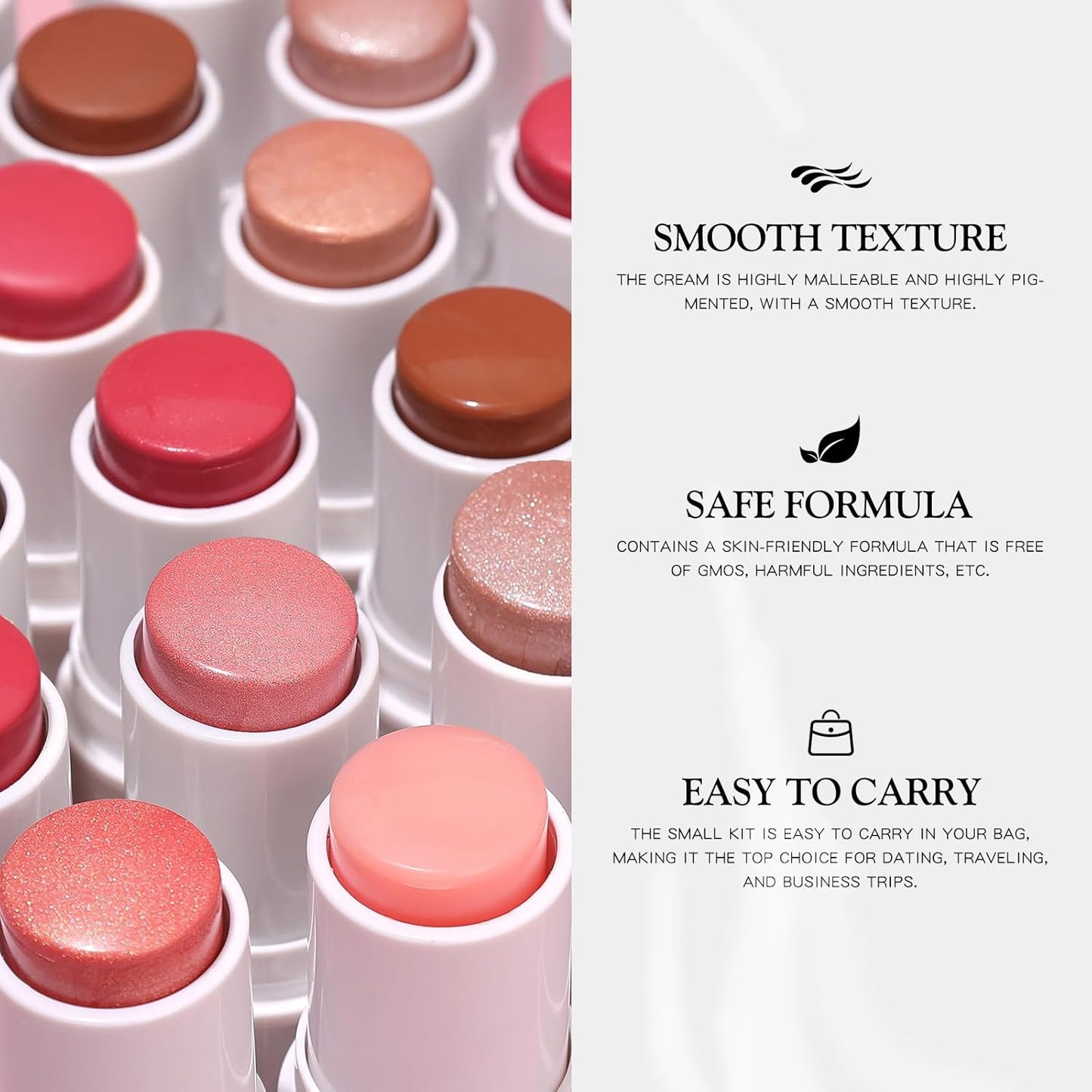 bayfree 3 PCS Makeup Cream Contour Stick Set, Highlighter Stick & Bronzer Stick & Blush Stick, Long Lasting, Natural Face Contour, Dewy & Matte Finish, Multi Stick Trio for All Skin