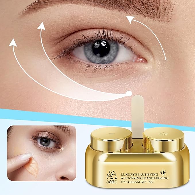 AOAO Luxury Day & Night Eye Cream Gift Set – Anti-Aging & Firming Eye Cream with Peptides, Niacinamide, Caffeine & Hyaluronic Acid for Dark Circles, Wrinkles, Puffiness – 15ml/0.507fl.oz