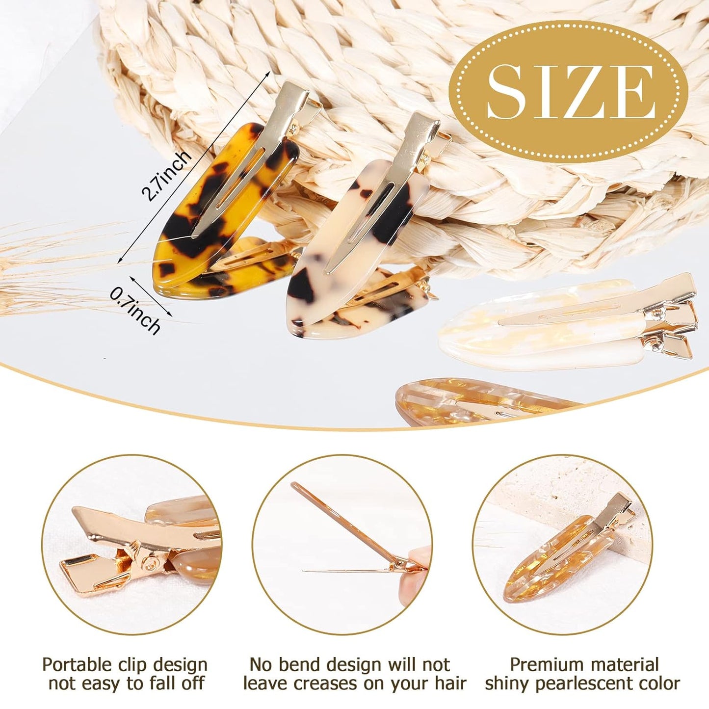 KesaPlan 10PCS No Bend Hair Clips, Acrylic Resin No Crease Hair Clips for Styling, Colorful Creaseless Flat Duckbill Hair Barrette for Makeup Hairstyle Accessories for Women Girls Gifts