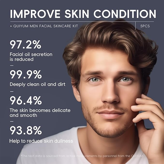 Mens Gifts for Christmas, Mens Skin Care Set, Mens Facial Care Kit, Anti-Aging Skin Care Routine for Men: Face Wash, Scrub, Men's Evening Moisturizer & Day Cream, Eye Cream Beauty Gifts for Him 5-Pack