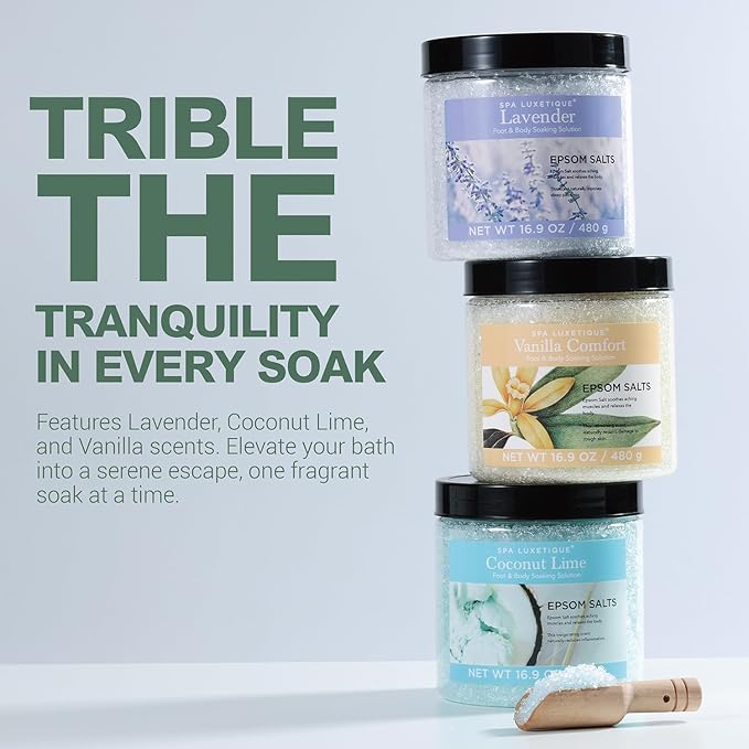 Bath Salts for Soaking, Spa Luxetique Epsom Salts Gifts Set for Women, 3.17lbs Bath Salts for Women, Epsom Salts for Soaking, Mother's Day Christmas Gifts for Woman Mom