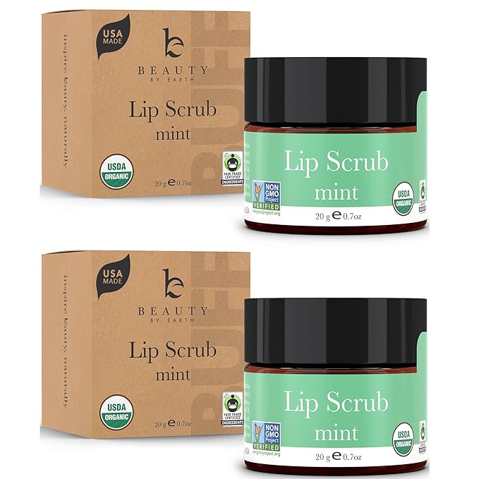 Lip Scrub Exfoliator Mint - USA Made Sugar Lip Scrubber with Natural & Organic Ingredients