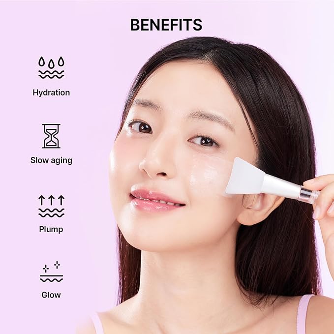 Collagen Overnight Wrapping Facial Mask with Jelly Brush, For Elasticity Improving, Hydrating, Firming, Collagen & Peptide, Glass Skin, Korean Skin Care (2.70 Fl Oz)