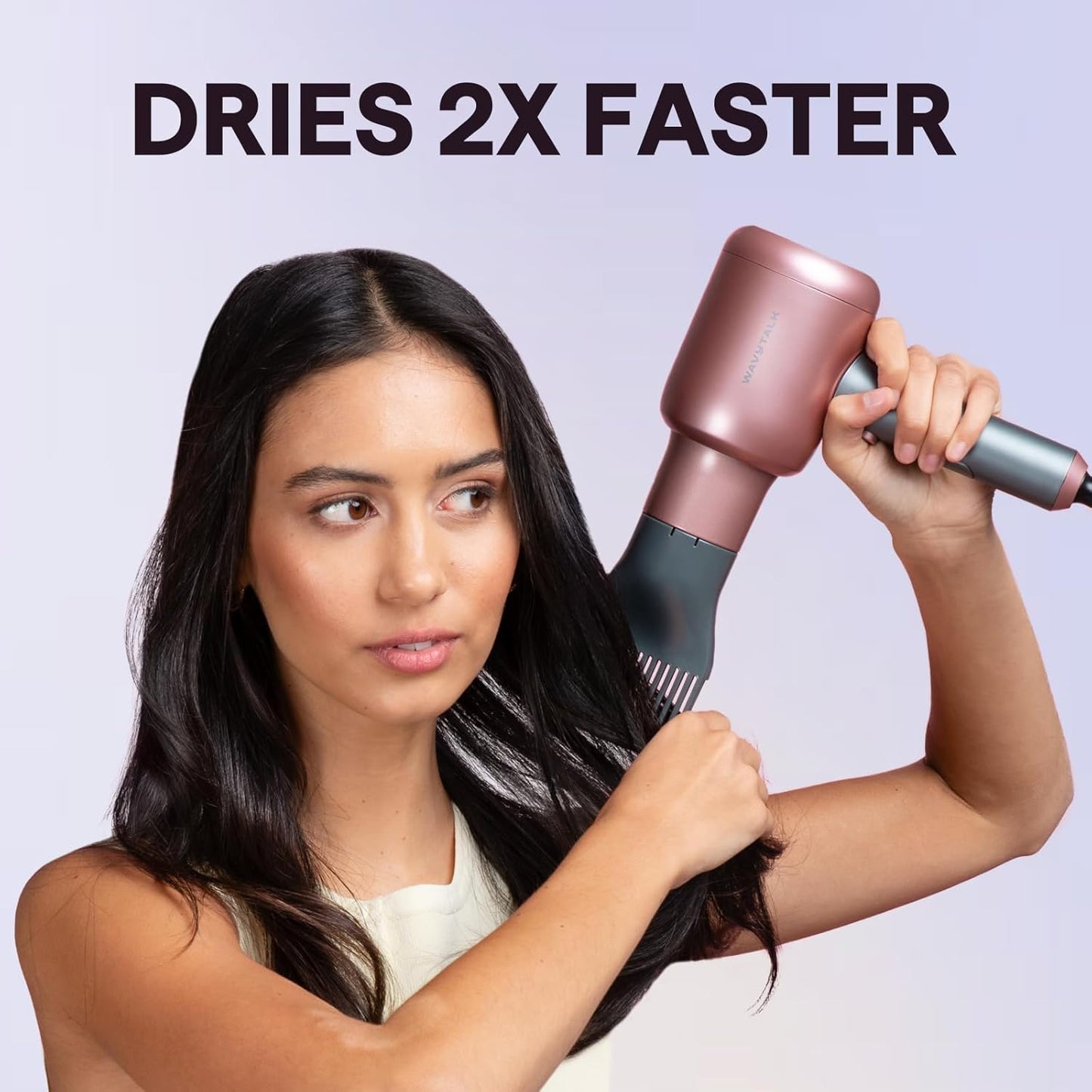 Wavytalk Hair Dryer with Diffuser, Blown Away Ionic Blow Dryer for Curly Hair with Comb, 1875W Fast Drying Hair Dryer with Ceramic Technology, 3 Attachments for All Hair Types, Light and Quiet, Pink