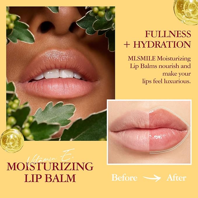 Lip Balm 4-Pack - Stocking Stuffers & Christmas Gifts for Women Girls, Moisturizing Lip Care with Vitamin E & Natural Oils, 4 Flavor Variety (Vanilla, Peach, Grapefruit, Mint)