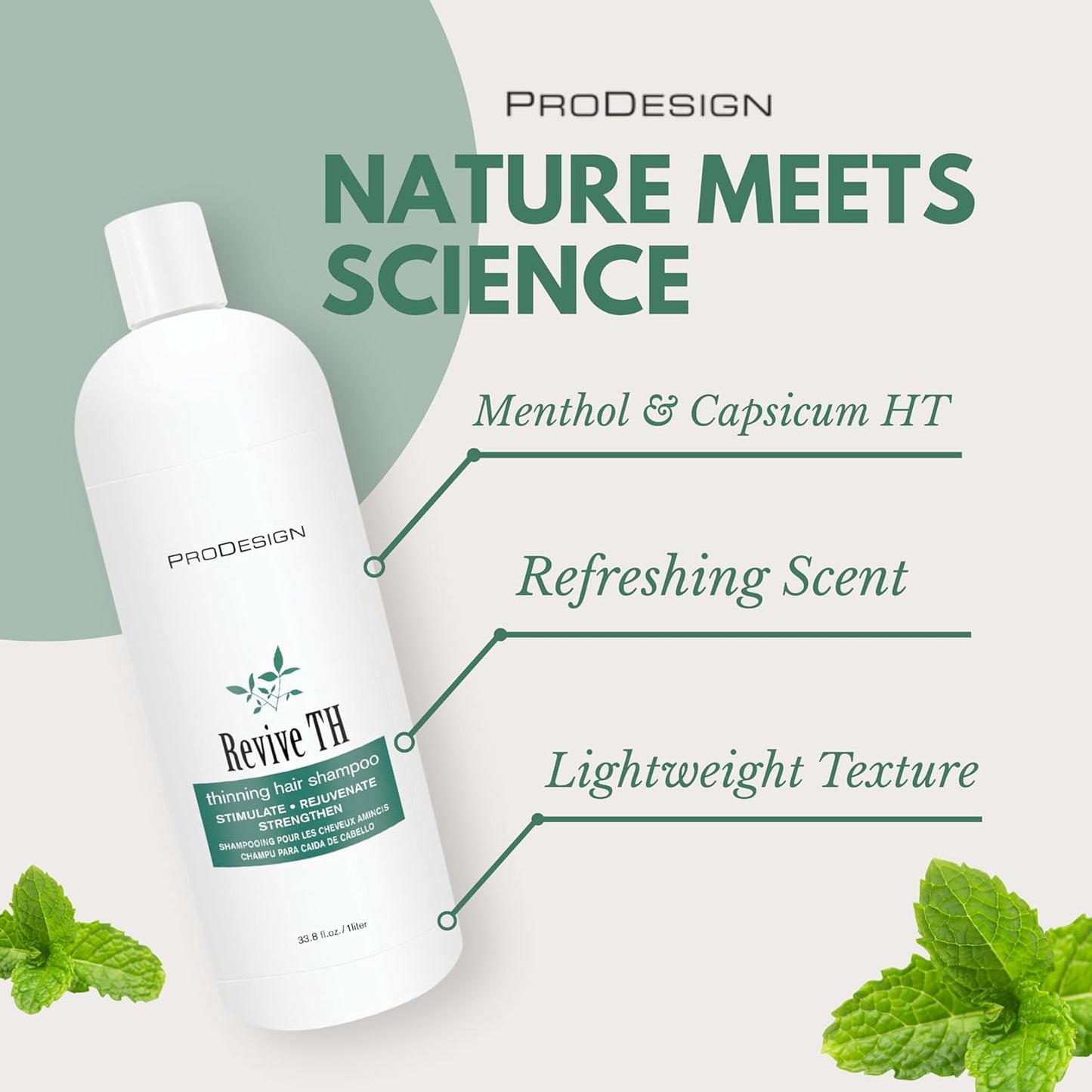 ProDesign Revive TH Thinning Hair Shampoo, Hair Growth Stimulating Formula, 33 oz (Revive Shampoo 33oz)