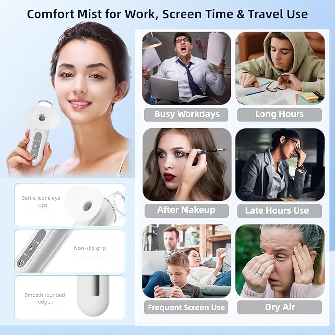 Portable Eye Mist Steam Sprayer, Type-C Rechargeable Nano Mist Sprayer & Mister, Personal Humidifier, Facial Steamer, Portable Nebulizer for Skincare, Desk, Travel Use