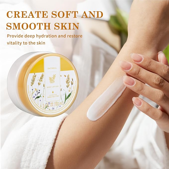 Princess Belle Oatmeal Body Lotion, Travel Size Body Lotion for Women and Men Dry Skin, Deep Moisturizing and Hydrating with Natural Shea Butter, Smell Good, 100ml(3.4floz)