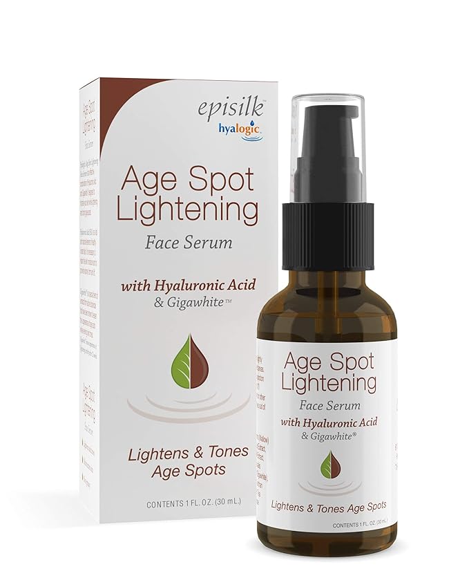 Age Spot Face Serum - Dark Spot Corrector Enriched w/Hyaluronic Acid & Gigawhite - Episilk Brightening Serum to Lighten & Tone Age Spots & Wrinkles & Fine Lines 1 Fl. oz. - Hyalogic Brand