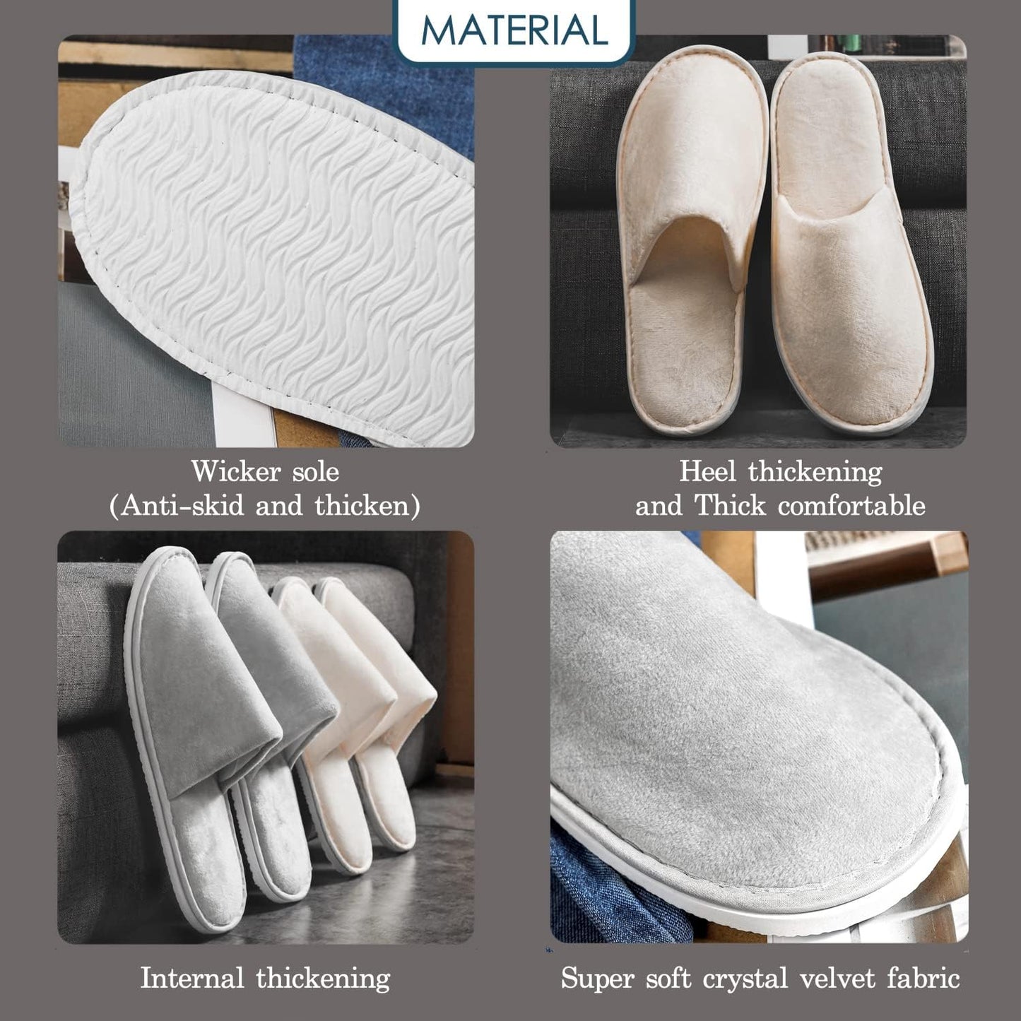 6-10 Pairs Spa Slippers, Non Slip Disposable Slippers For Guest, Washable Reusable, Which Can Be Used As Women Men, House, Indoor, Bathroom, Bedroom, Hotel, Bride Slippers
