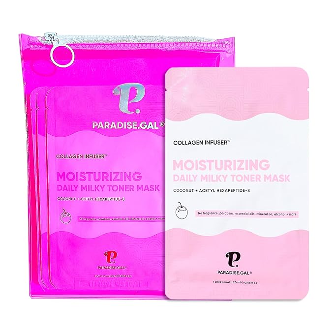 Moisturizing Face Masks (10-Pack) Korean Skincare Infused with Collagen, Coconut, Acetyl Hexapeptide-8, Niacinamide & Ceramide - Hydrating Solution for Dry Skin