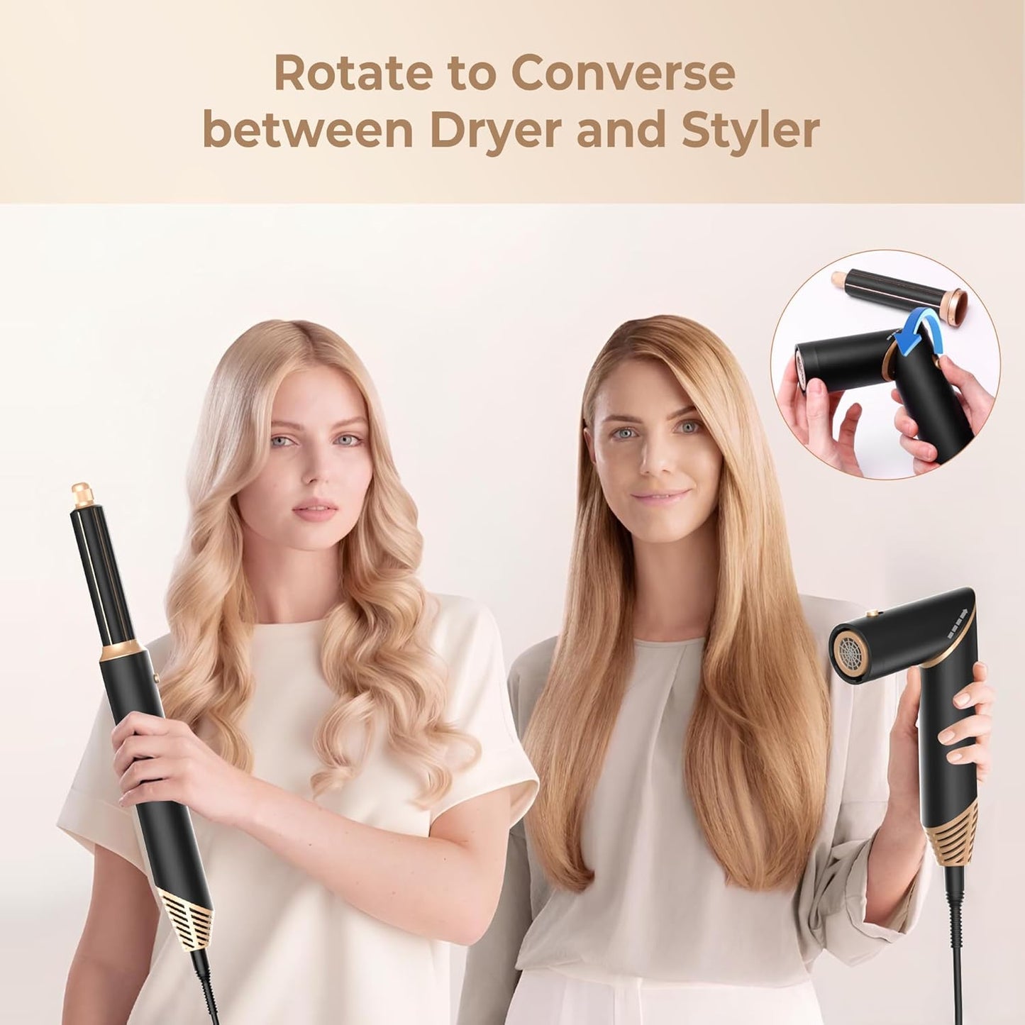 Blow Dryer Brush,5 in 1 Hair Dryer Brush with Detachable Air Styler,Negative Ionic Hair Dryer with Attachments for Women Volumizer,Straightener,Drying