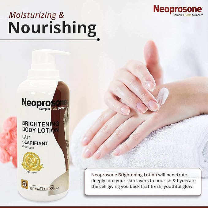 Neoprosone Brightening Body Lotion 400ml - For Dark Spots, Skin Brightening and Anti-Oxidant Properties, with Vitamin c and Alpha Arbutin Complex