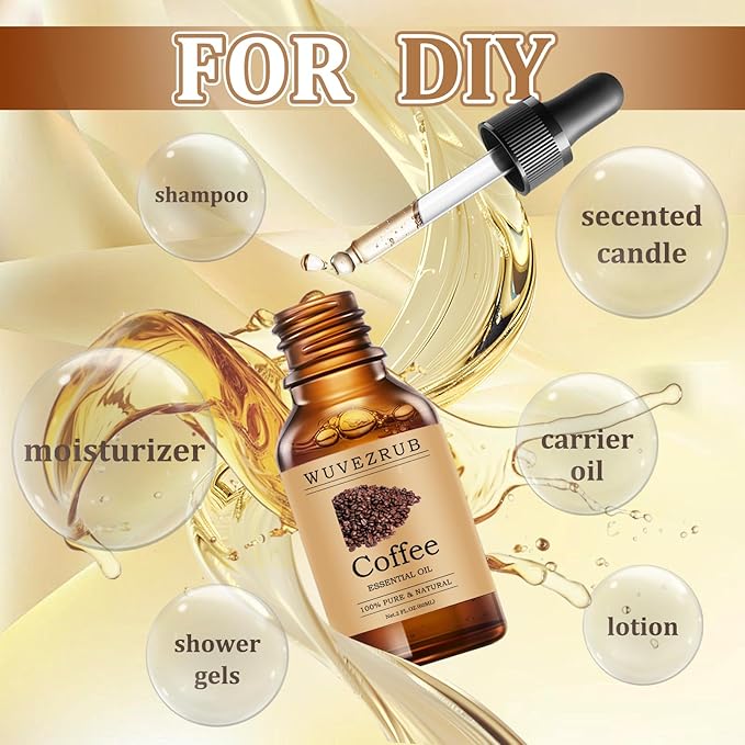 Coffee Essential Oils 60ML, Pure Coffee Essential Oil for Aromatherapy Diffuser - 2 Fl Oz