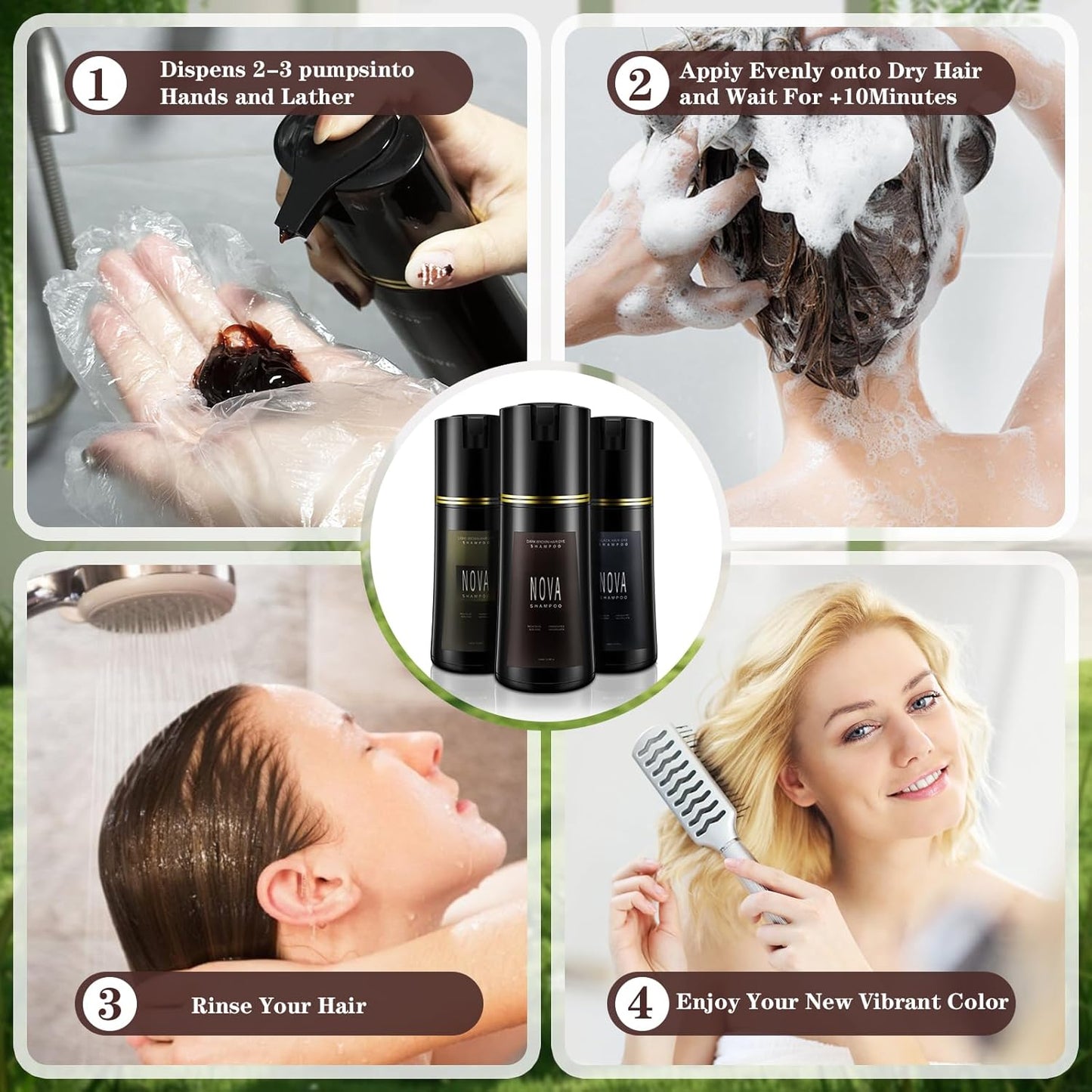 Hair Dye Shampoo & Champu Para Canas - Natural 3-in-1 Instant Gray Coverage for Men & Women (Black-200ml)