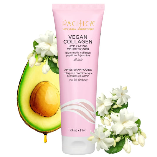 Pacifica Hair Conditioner - Vegan Collagen Hydrating, Haircare, Avocado Oil, Vitamin B5, Add and Restore Shine, For Dry and Damaged Hair, Sulfate and Silicone Free, Hair Care, 8 fl oz (1 Count)