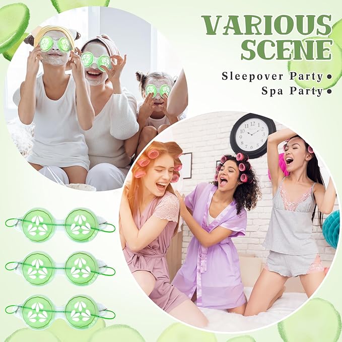 12 Pcs Cucumber Eye Pads Gel Eye Masks Cooling Heating Eye Pads Spa Party Favors Sleepover Slumber Party Supplies