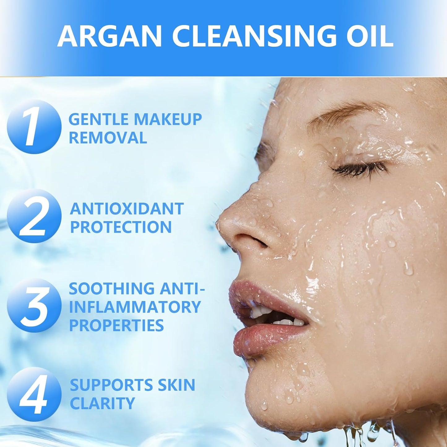 Argan Deep Cleansing Oil, 6.76 fl oz 200ml, Gentle Pore Control, Heavy Makeup Remover