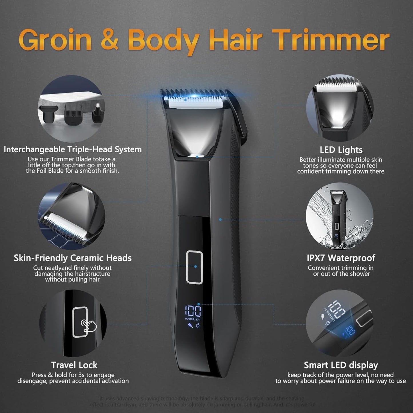 Manscape Beard Trimmer for Men, Groin & Body Hair Trimmer, Ball Shaver, Nose Hair Clippers, All-in-One IPX7 Waterproof Men's Wet/Dry Groomer Kit, Rechargeable with Travel Case, LED Display