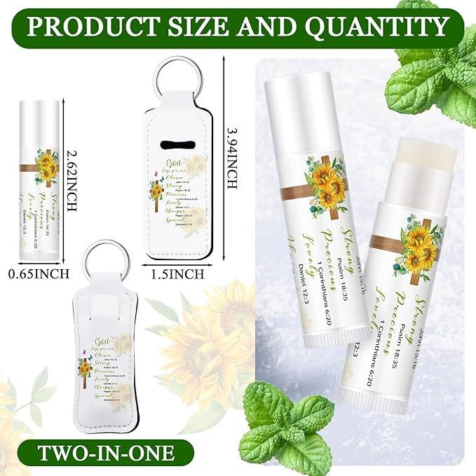 18 Sets Christian Gifts for Mom Bulk Women Church Gifts Scripture Bible Verse Lip Balms Lipstick Holder Keychains Faith Religious Inspirational Party Favors for Teacher Mother(Bible)