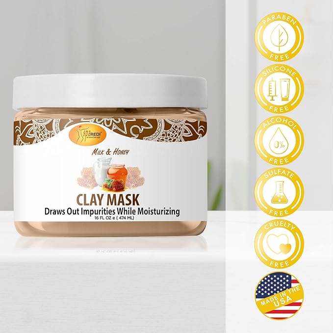 SPA REDI - Clay Mask - Pedicure and Body Deep Cleansing, Skin Pore Purifying, Detoxifying and Hydrating - Natural Bentonite Clay, Infused with, Amino Acids, Panthenol and Comfrey Extract