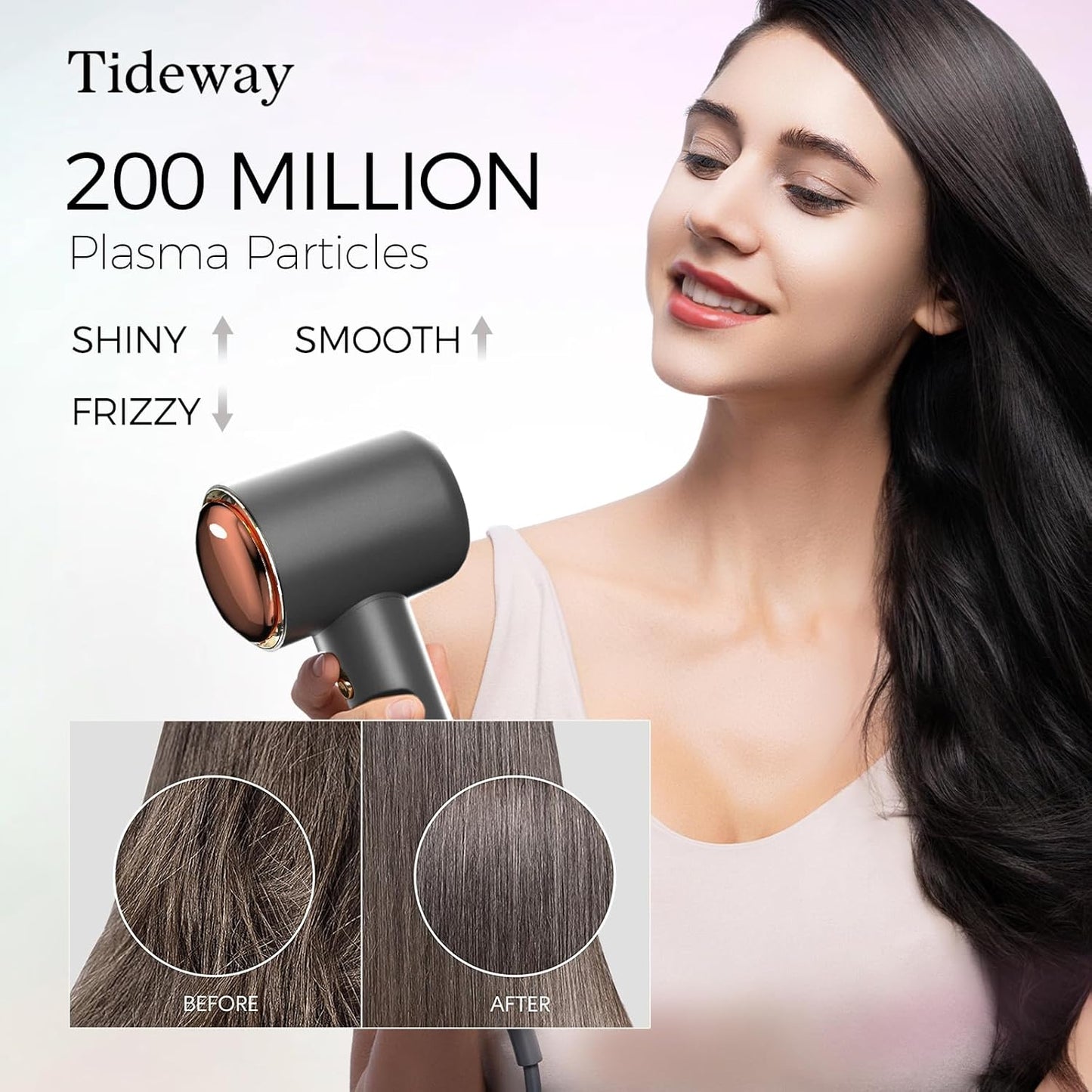 Tideway Hair Dryer, Blow Dryer with Diffuser High-Speed Plasma Ionic Low Noise for Fast Drying, Travel Hair Dryer for Women and Man, Curly/Wavy & Long/Thick Color-Treated Hair H11