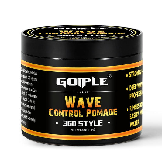 Natural Wave Pomade for Men Strong Hold, Easy Wash 360 Wave Training Hair Cream, Waves Grease for Men Promotes Layered Waves, Moisture, Control and Silky Shine 4oz