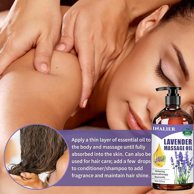 Mothers Day Gifts for Wife,Lavender Massage Oils for Date Night,Massage Oil for Massage Therapy,﻿Lavender Oil with Massage Roller Ball & Thumb Saver Massager,SPA Relaxing Massage Oi for Soothing