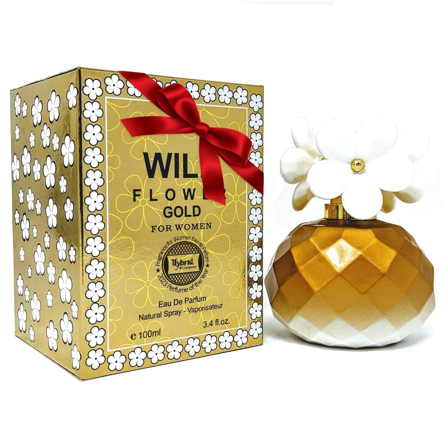 Hybrid & Company Wild Flower Gold Fragrance for Women Eau De Parfum Natural Spray Classic Scent, 3.4 Fl Oz