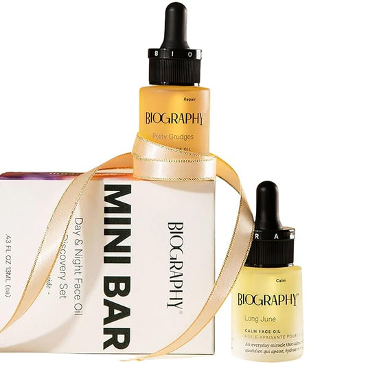 Facial Oil Gift Set- Skin Care Kit for Women- Smoothing, Quieting Moisturizer & Hydrator- Daily & Overnight Use- Beauty Travel Size Skincare Set- Ideal Gift for Women & Teens- Mini Bar by Biography