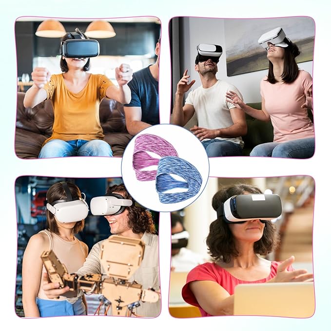 Grevosea 2 Pack VR Eye Mask, Adjustable Breathable VR Sweat Band Comfortable and Sweat-Resistant Eye Face Cover for Meta/Oculus Quest 2/3/3S/Pro Most VR Devices and Any Head Size