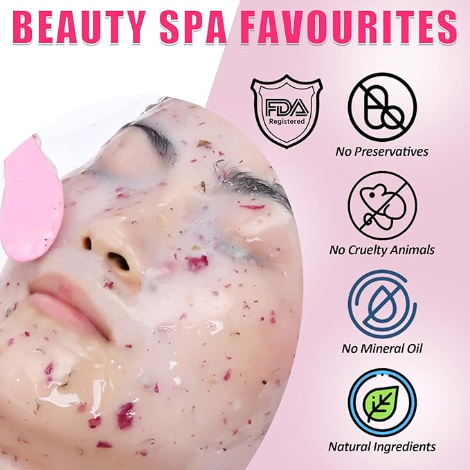 Upgrade Rose Jelly Mask Powder for Facials Professional with Narutal Seaweed Algae Seed Face Mask, Beauty Salon Home Spa