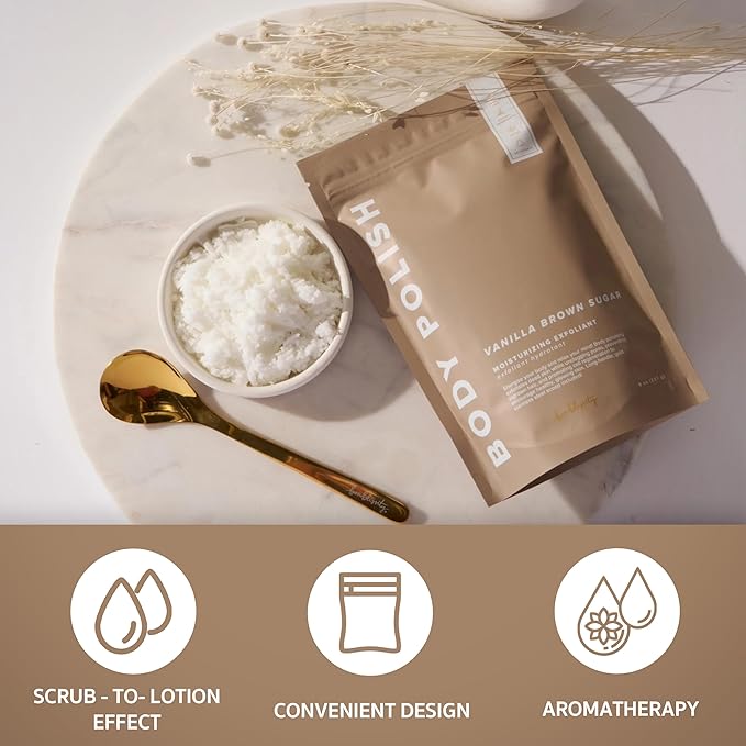 Body Polish, 8oz. - Sweet Satsuma Scented Body Scrub Exfoliator for Women, Exfoliating Sugar Scrub To Lotion Moisturizer, Gentle Exfoliant for Dry and Sensitive Skin, Handmade in USA