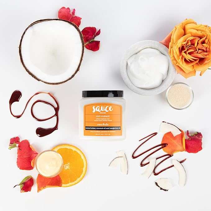 SAUCE BEAUTY Honey Chia Smoothing Curl Mask & Crème Brulee Curling Custard - Curly Hair Mask & Curl-Defining Cream - Hydrating & Taming Products for Naturally Curly Hair