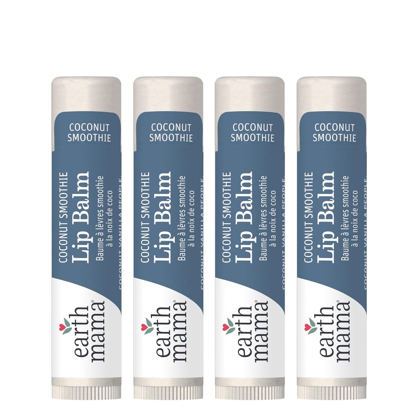 Earth Mama Lip Balm Set | Coconut Smoothie 4-Pack | Lip Moisturizer with Organic Coconut Oil for Sensitive Skin