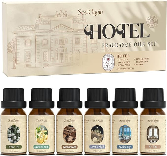 Hotel Fragrance Oils Set, Essential Oil Gift Set for Diffuser, Hotel Scent Diffuser Oil, Diffuser Scents Oil for Home, White Tea, Jasmine Mint, Sandalwood, Luxury Night, Seaside, Myway