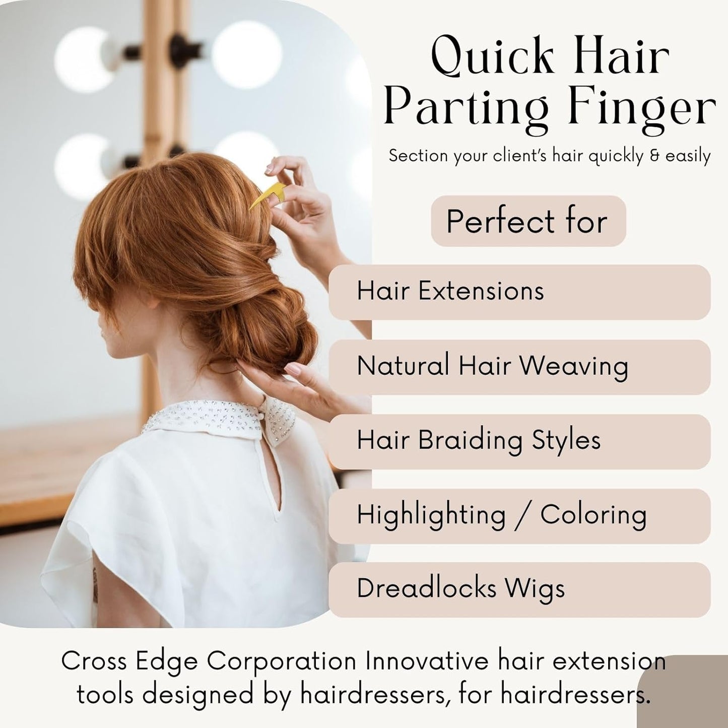 My Hair Tools Parting & Sectioning Rings - Stainless Steel Finger Braiding Pick Tools for Durable Dreadlocks, Wig & Remy Human Hair Extensions Quick Installation (1PC, Gold)