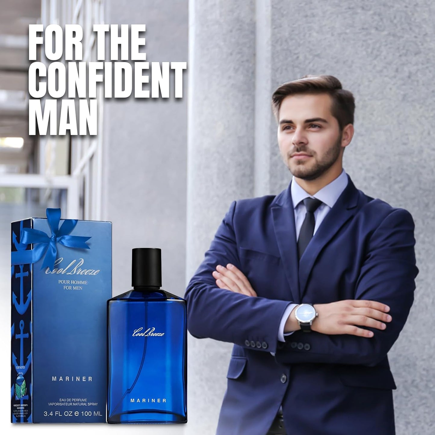 Cool Breeze Men Cologne 100ml Eau De Toilette Spray Perfume,Notes of Seawater, Spicy Rosemary and Fresh Mint Long-Lasting Perfume For Men Gift Daily Use