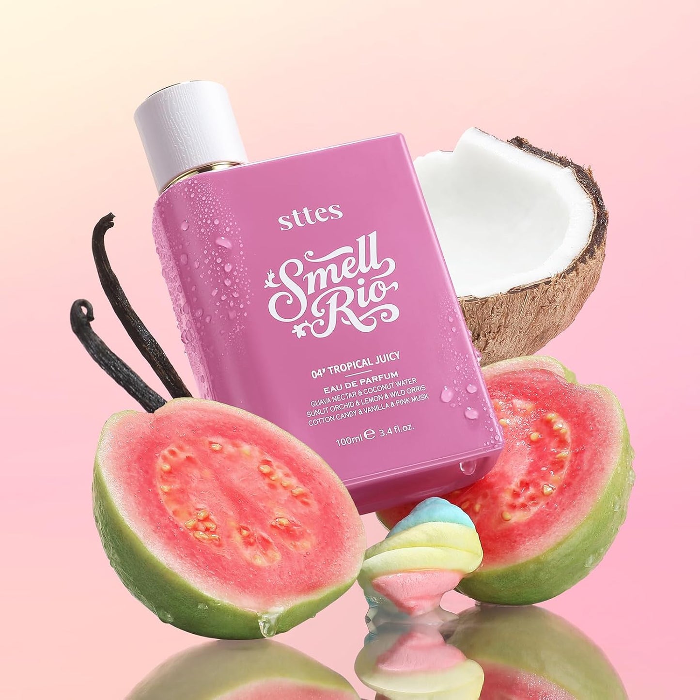 Sttes Perfume 04# (Original 408) – Perfume for Women – Long-Lasting Hair Guava, Orchid, Vanilla & Cotton Candy Notes – Fruity Scentual Fragrance Eau de Parfum 100ml (3.4 fl oz) – Tropical Juicy