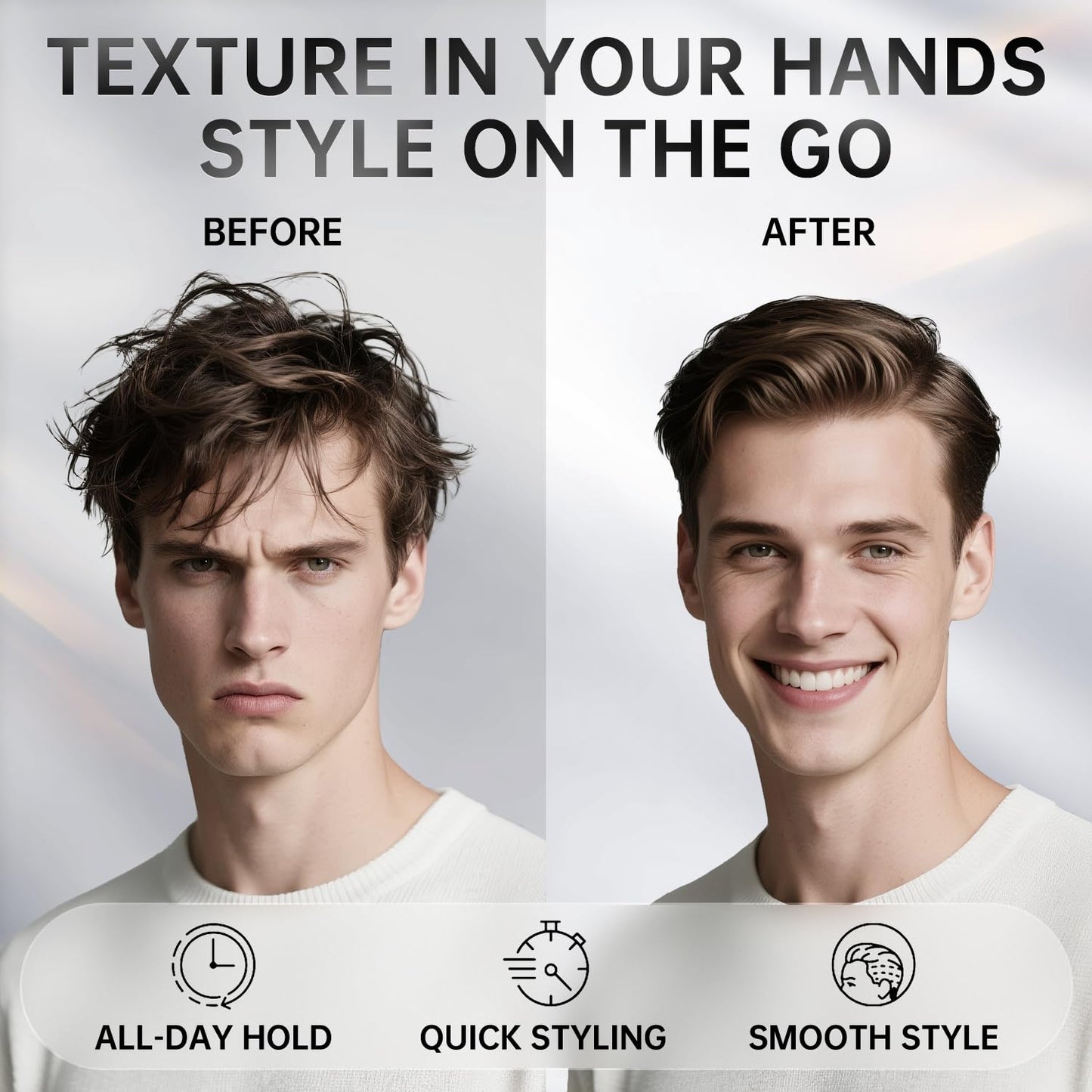 BOLI Hair Clay for Men, All Day Strong Hold Pomade, Texturizing & Matte Finish, Styling Paste for Medium, Thick, Straight, or Wavy Hair (120g)