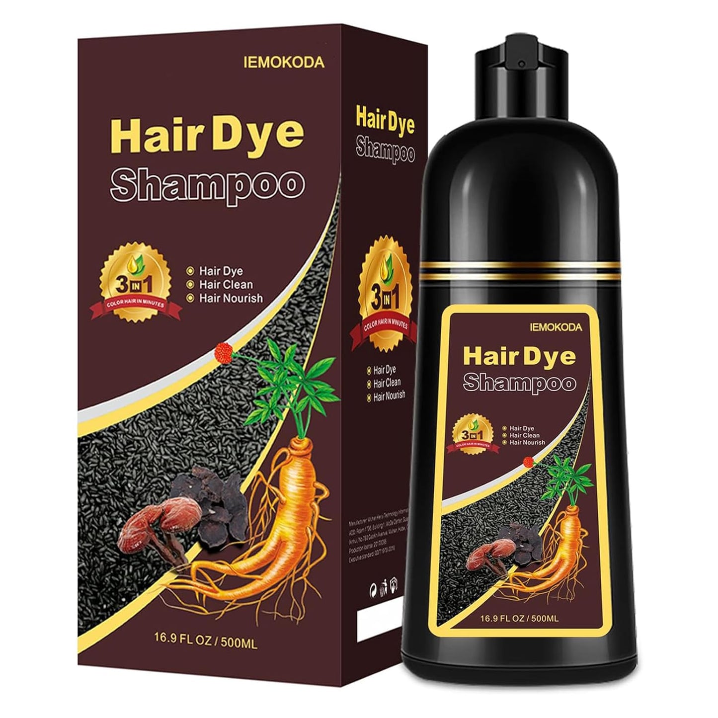 Natural Chestnut Brown Hair Dye Shampoo 3 in 1, Instant Brown Hair Shampoo, Hair Color Shampoo, Shampoo Para Canas Mejur & Champu Para Canas, Shampoo Hair Dye (Chestnut Brown)