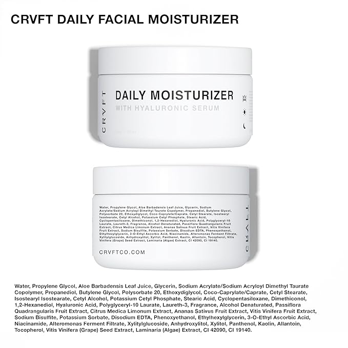 CRVFT 2-Step Men’s Facial Care Kit | Aloe Vera Face Wash 3oz | Hyaluronic Moisturizer 1oz | 2 Piece Complete Daily Face Care Routine | Look + Feel Your Best [Scented]
