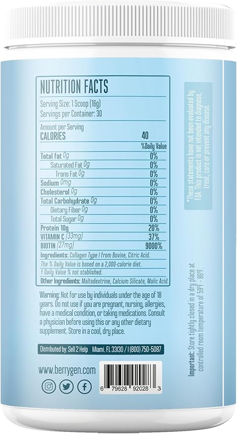 Unflavored Collagen Protein Powder with Biotin & Vitamin C – Powerful Bone & Joint Support, Anti-Aging Formula for Radiant Skin, Hair & Nails, Antioxidant-Rich Wellness Boost – 500g (1)