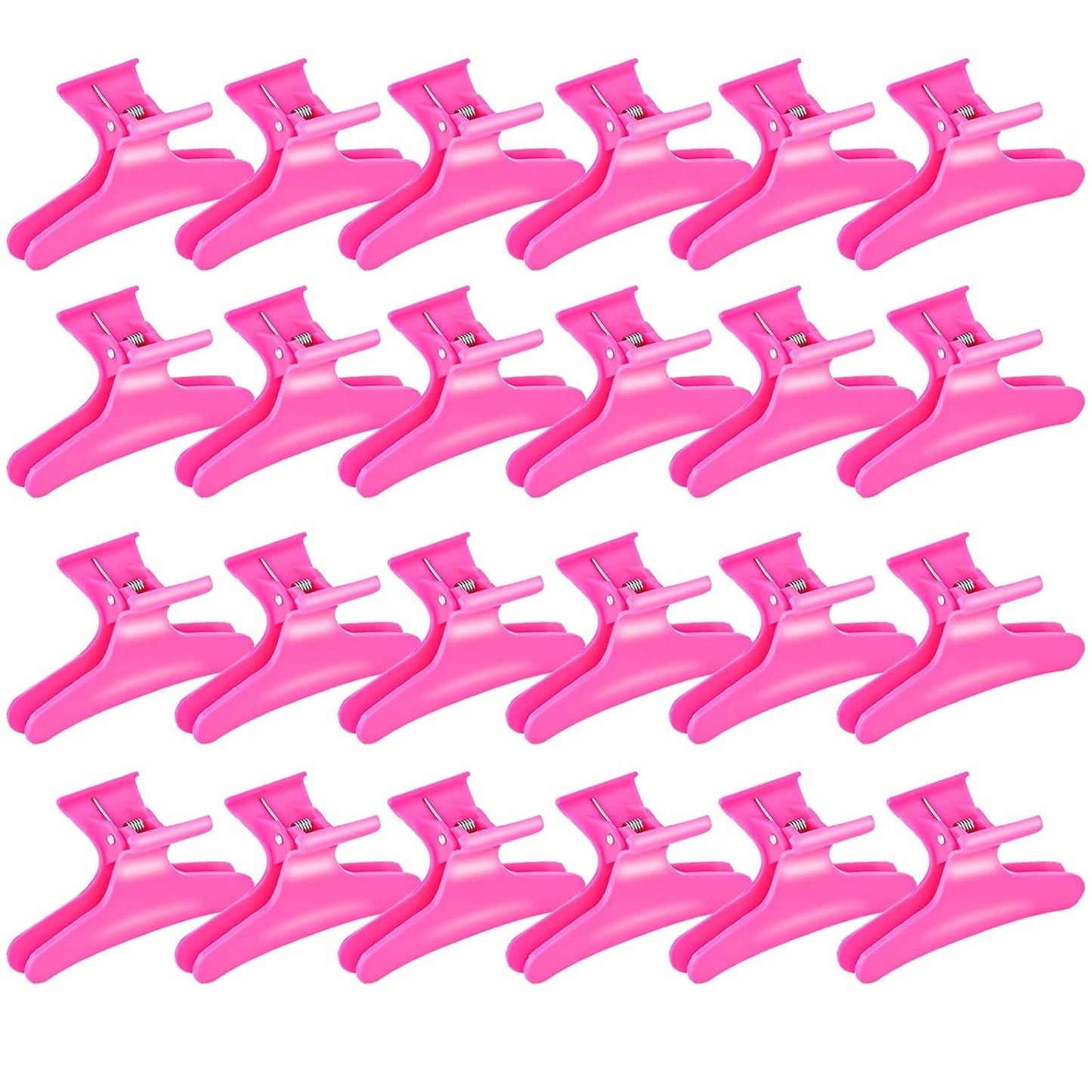 Ondder 24 Pcs Hot Pink Butterfly Hair Claw Clips for Styling Sectioning Styling Makeup Hair Sectioning Clips for Makeup Cutting Coloring Hair Accessories for Women Girls