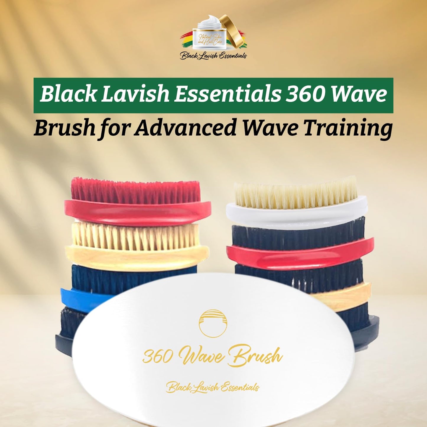 360 Wave Brush, Build Deeper Waves, Soft & Hard Boar Bristle, Curved Design, Black Lavish Essentials Signature (White, Soft Brush)