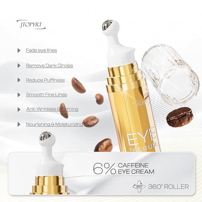 6% Caffeine Eye Cream: Dark Circle Remover Hydrating Anti-Wrinkle Eye Care Cream for Women 20ml 0.68fl.oz